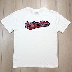 Marvel Spider-Man Protector‎ of NYC Chenille Patch Graphic T-Shirt Men's L Cream